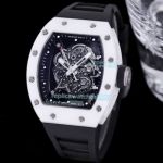 Swiss Quality Replica Richard Mille RM055 White Ceramic Watch Black Rubber Band